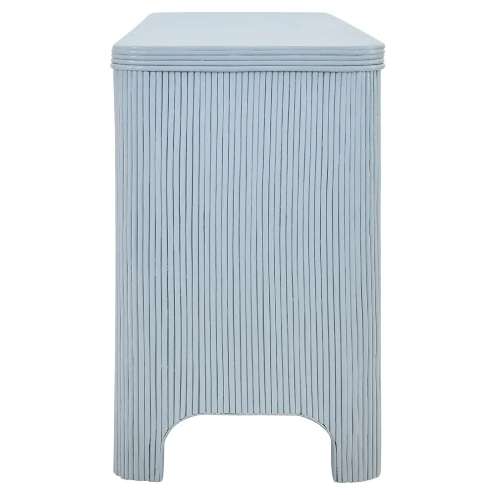 Opal Mirror Front Sideboard - Light Blue, Rattan