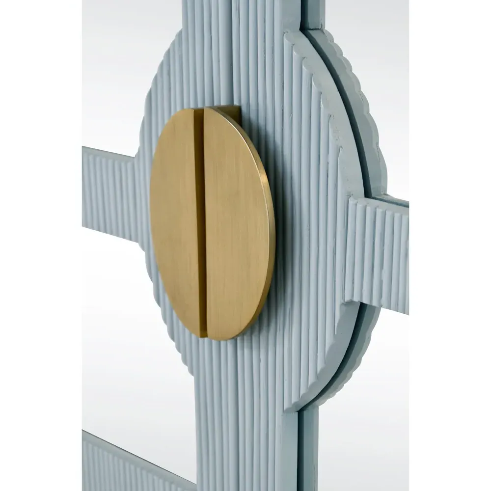 Opal Mirror Front Sideboard - Light Blue, Rattan