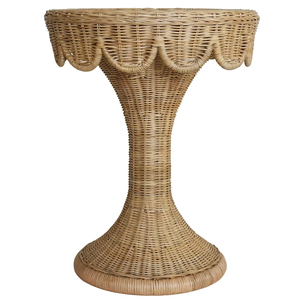Orla Round Pedestal Side Table - Natural, Rattan image