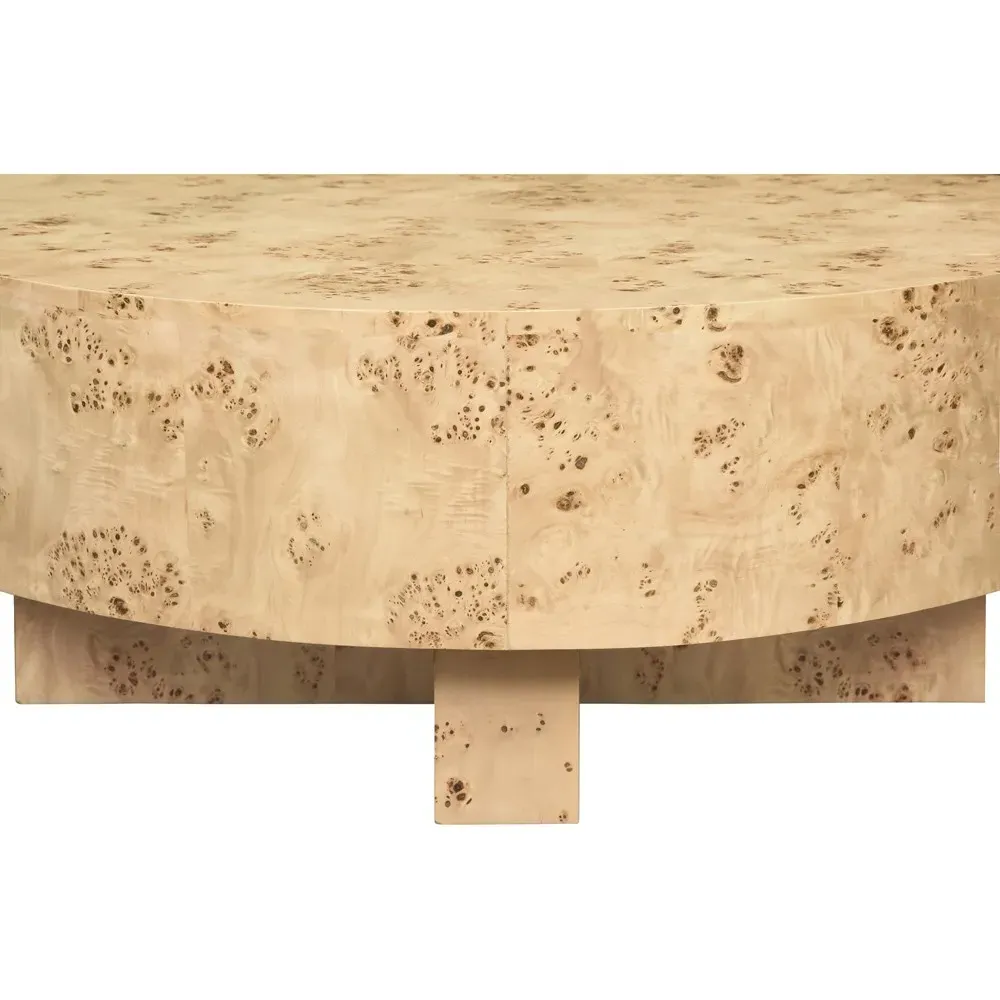 Oslo Round Drum Coffee Table - Brown, Burl Wood