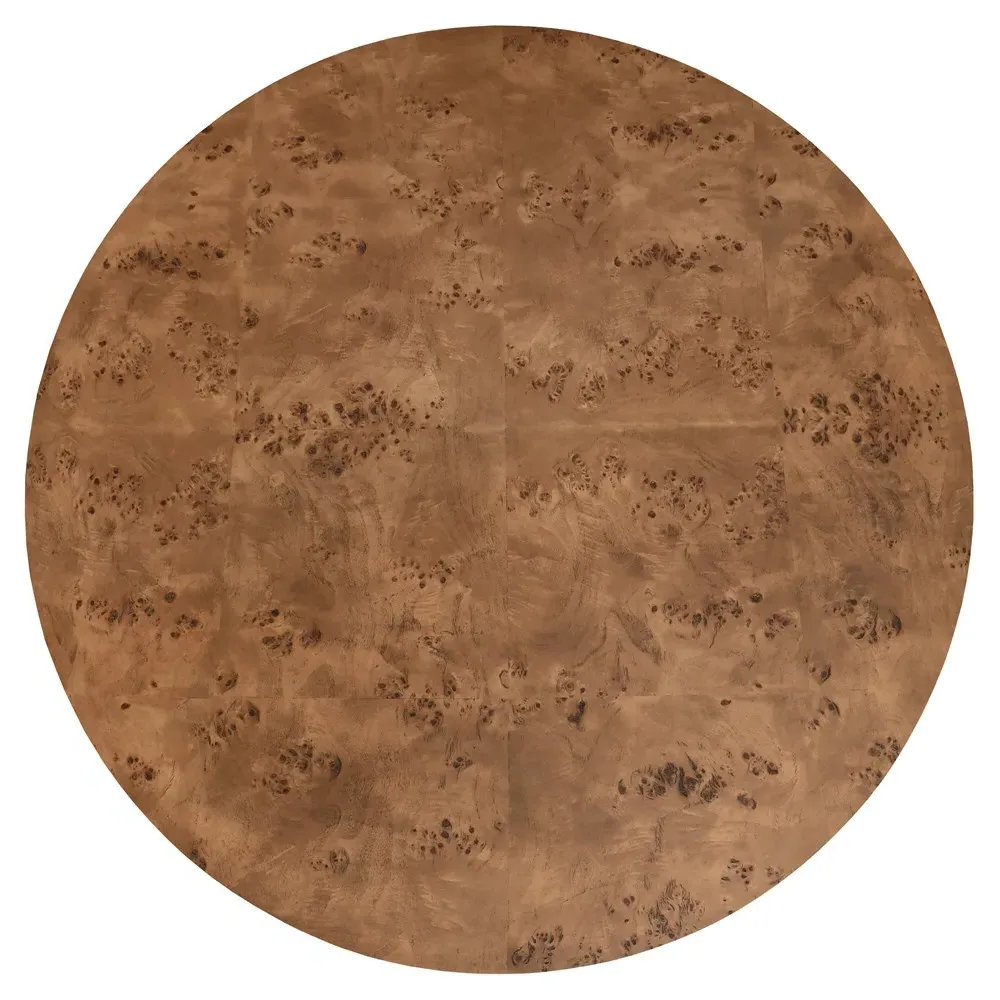 Oslo Round Drum Coffee Table - Dark Brown, Burl Wood