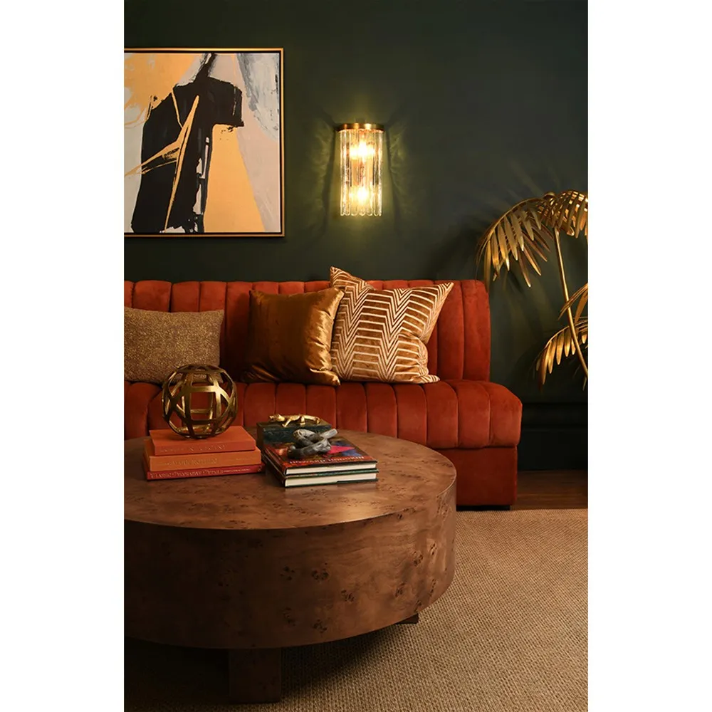 Oslo Round Drum Coffee Table - Dark Brown, Burl Wood