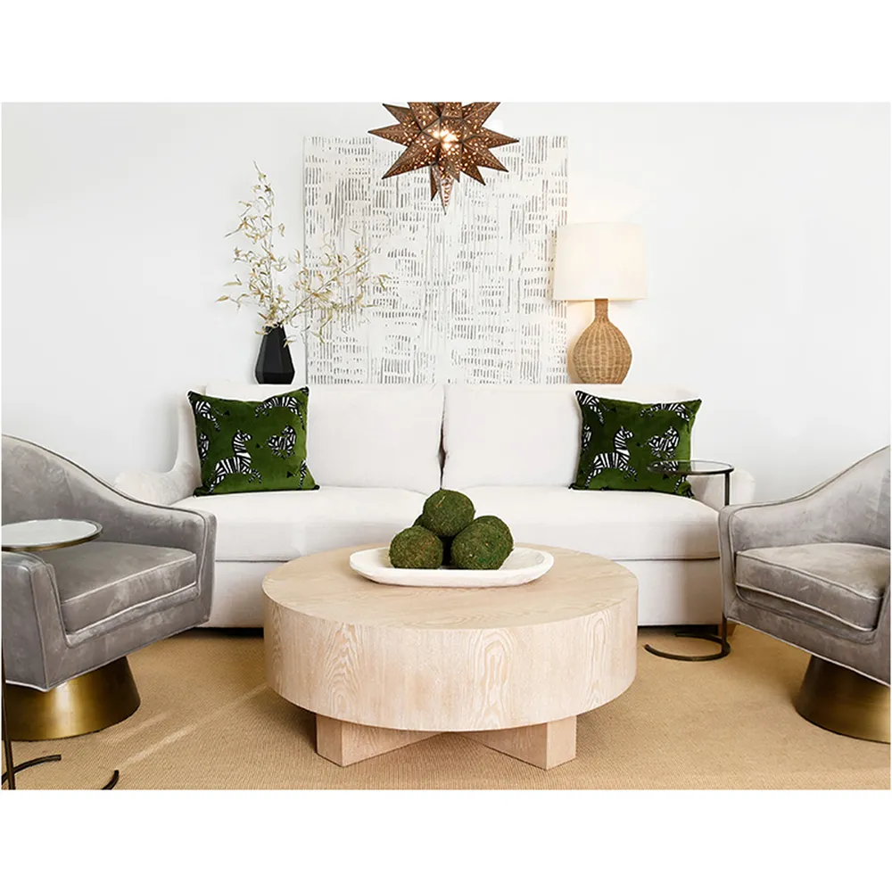 Oslo Round Drum Coffee Table - Light Brown, Oak