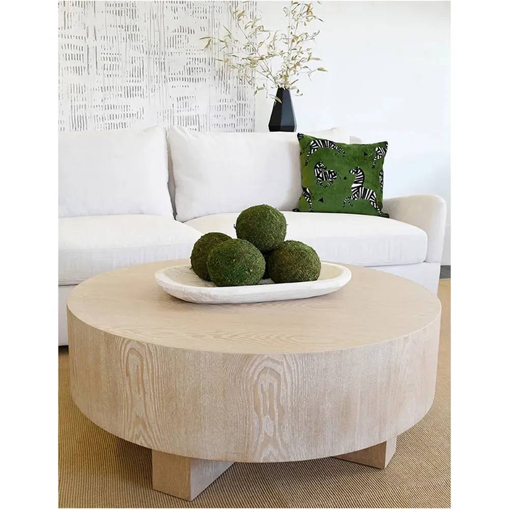Oslo Round Drum Coffee Table - Light Brown, Oak