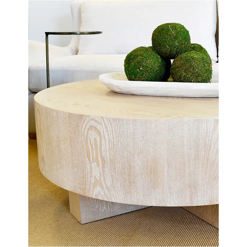 Oslo Round Drum Coffee Table - Light Brown, Oak