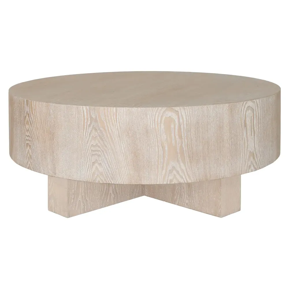 Oslo Round Drum Coffee Table - Light Brown, Oak image