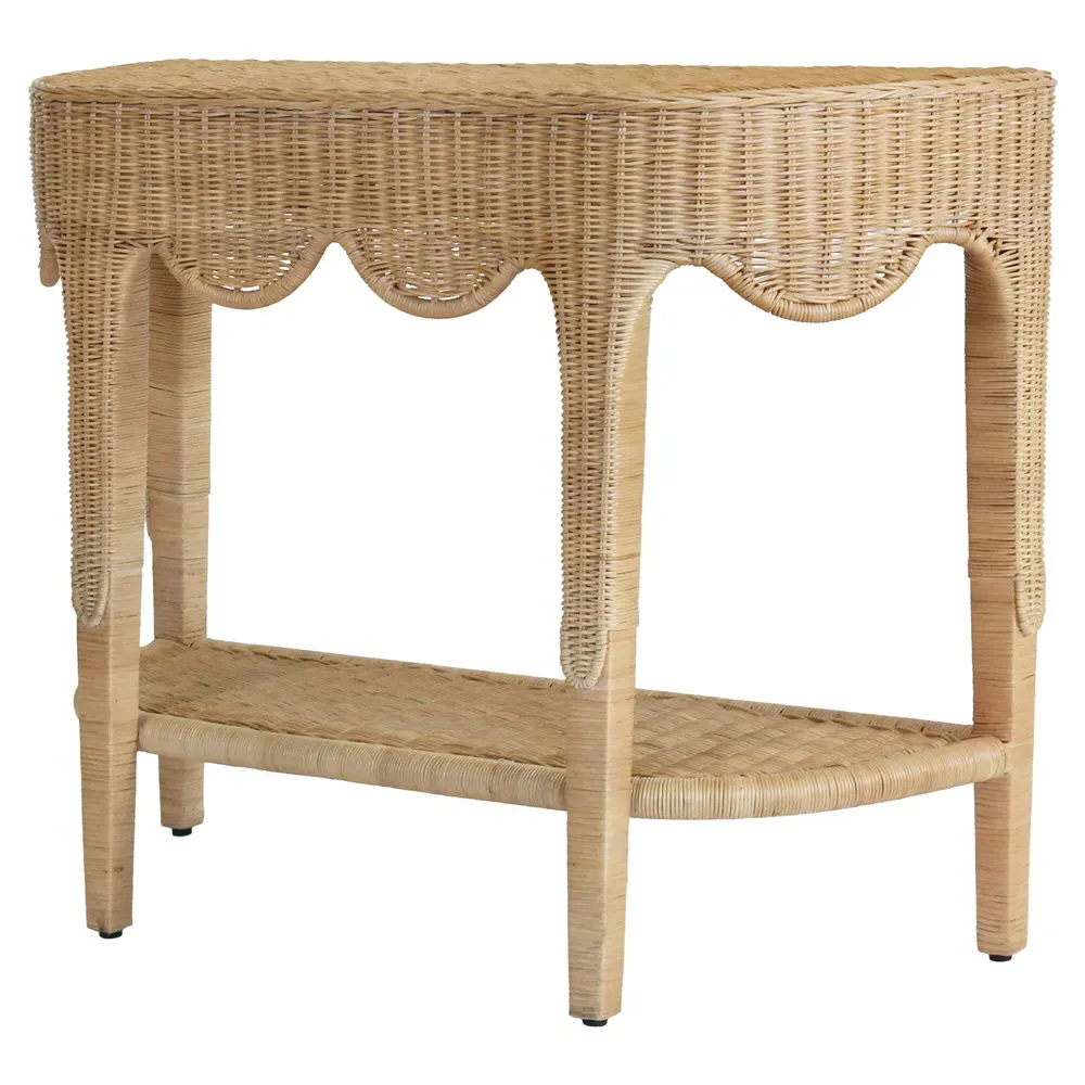 Paloma Demilune Console Table - Natural, Rattan