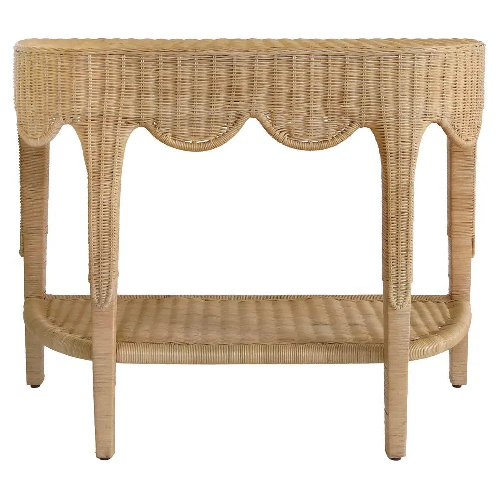 Paloma Demilune Console Table - Natural, Rattan