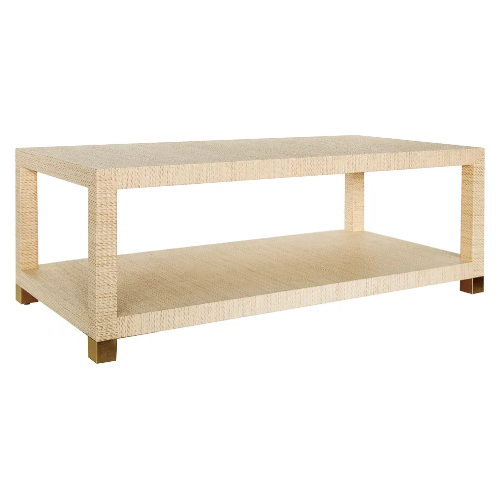 Patricia 2 Tier Rectangular Coffee Table - Brown, Grasscloth