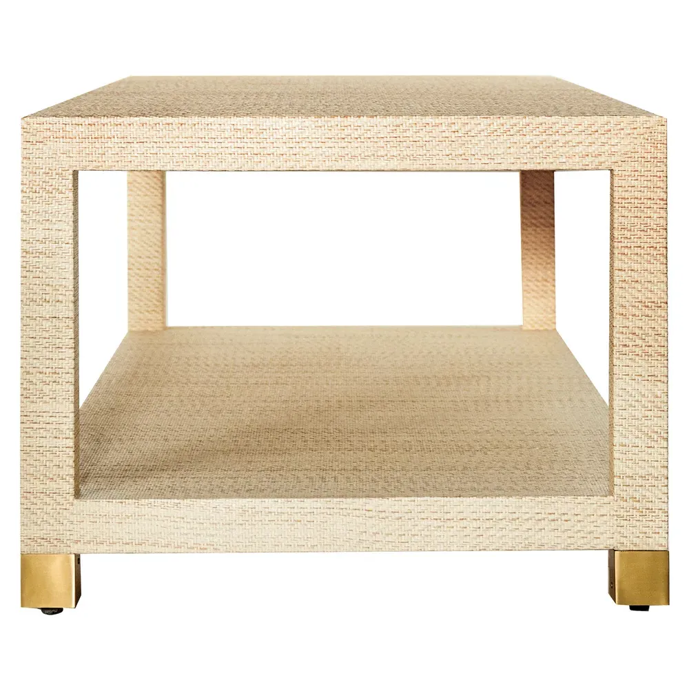 Patricia 2 Tier Rectangular Coffee Table - Brown, Grasscloth