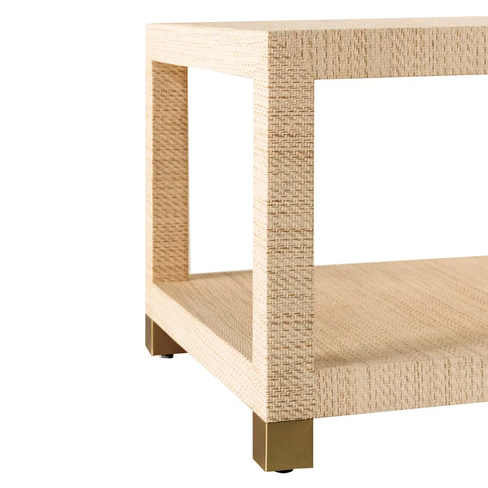 Patricia 2 Tier Rectangular Coffee Table - Brown, Grasscloth