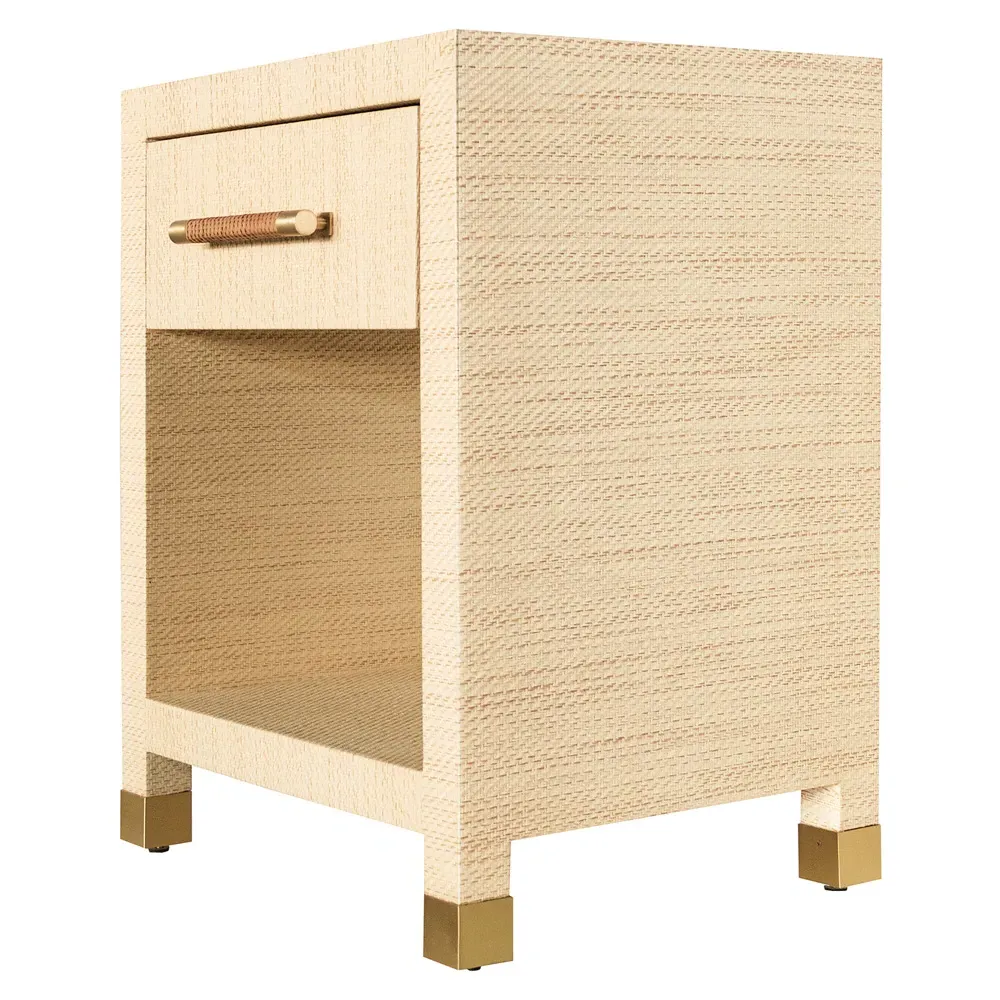 Pelham Rectangular Side Table with Rattan Handle - Natural
