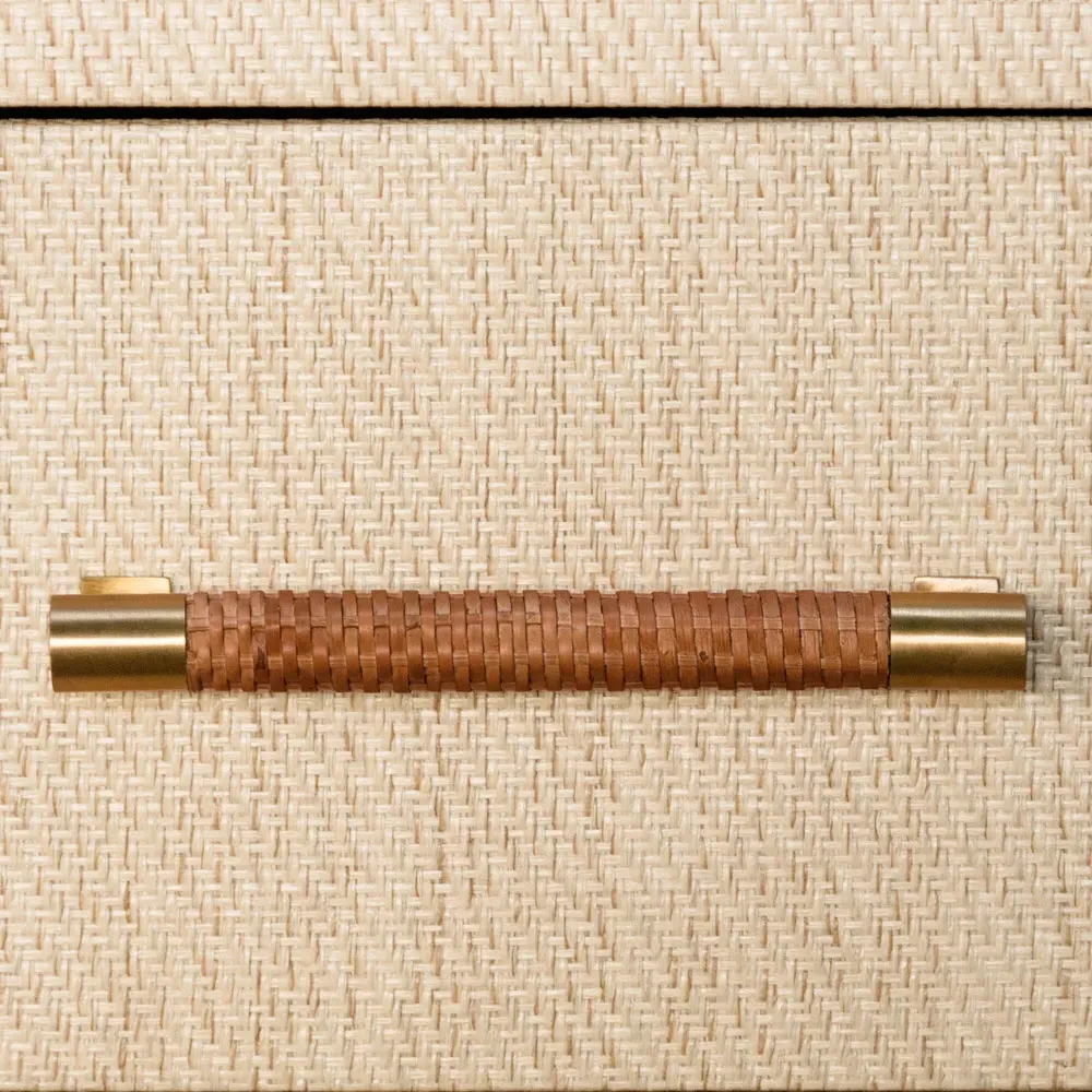 Pelham Rectangular Side Table with Rattan Handle - Natural