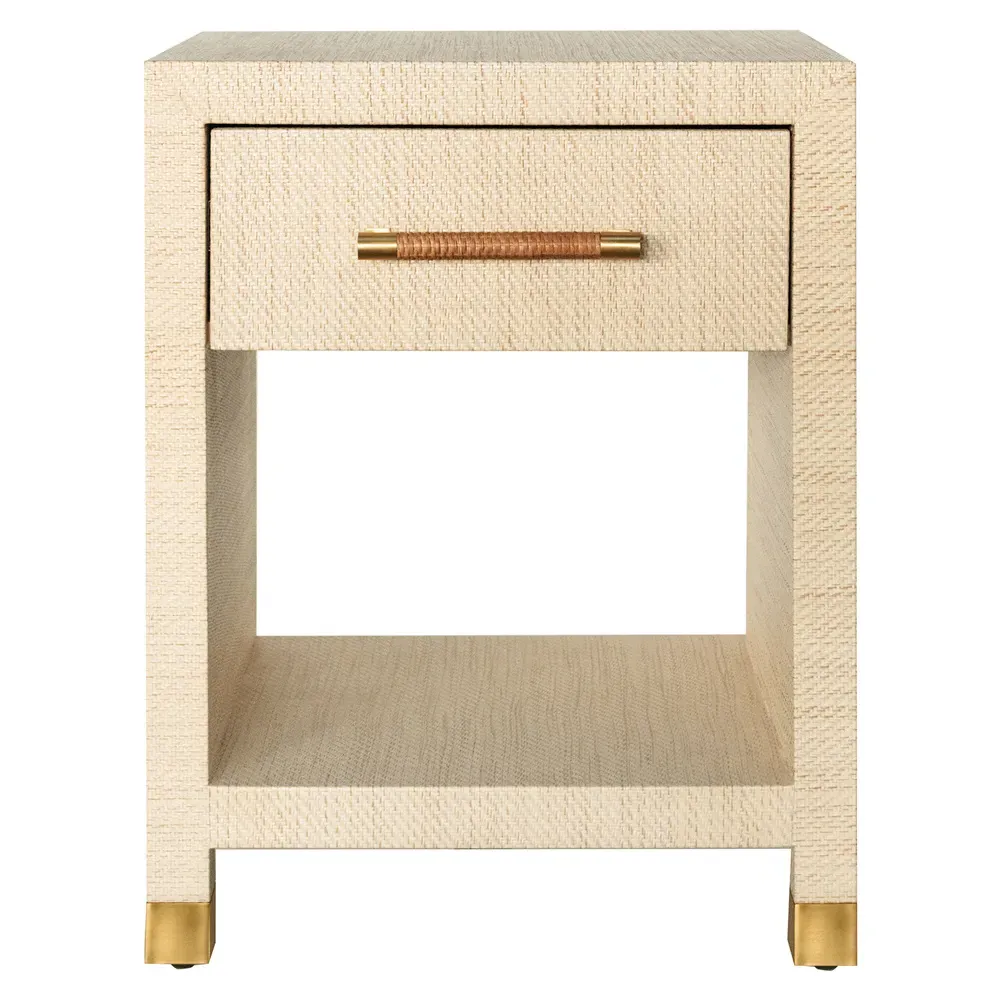 Pelham Rectangular Side Table with Rattan Handle - Natural