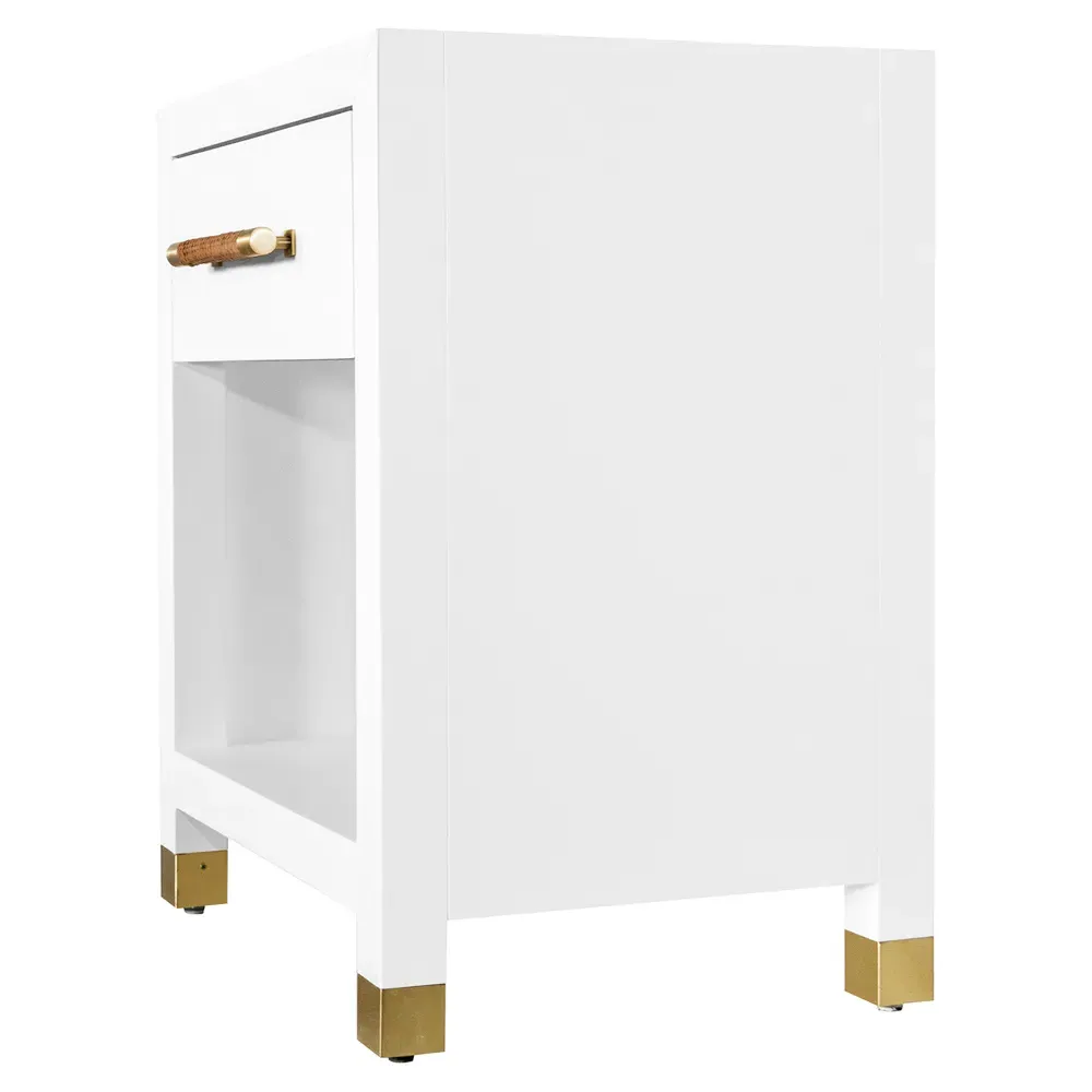 Pelham Side Table with Rattan Handle - White