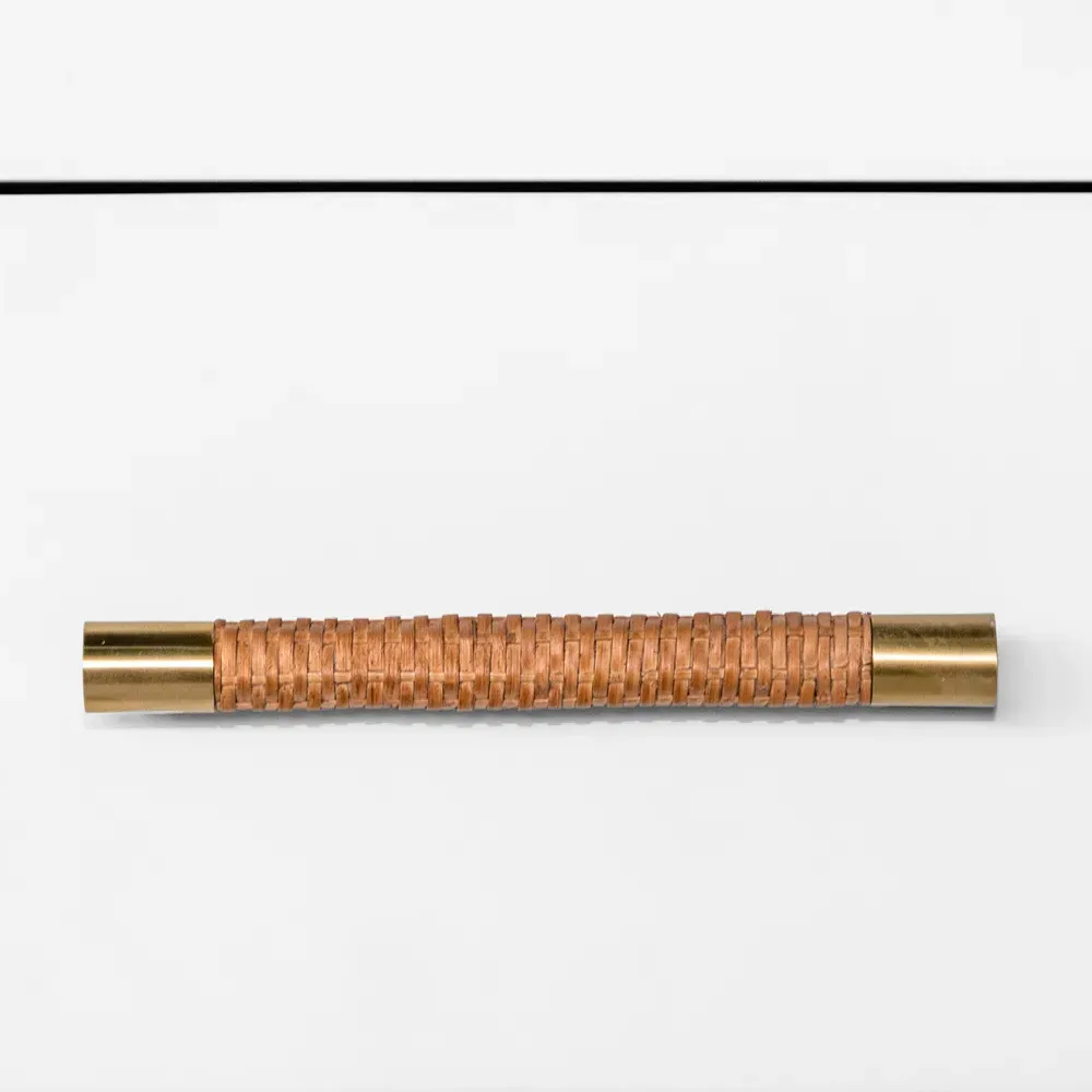 Pelham Side Table with Rattan Handle - White