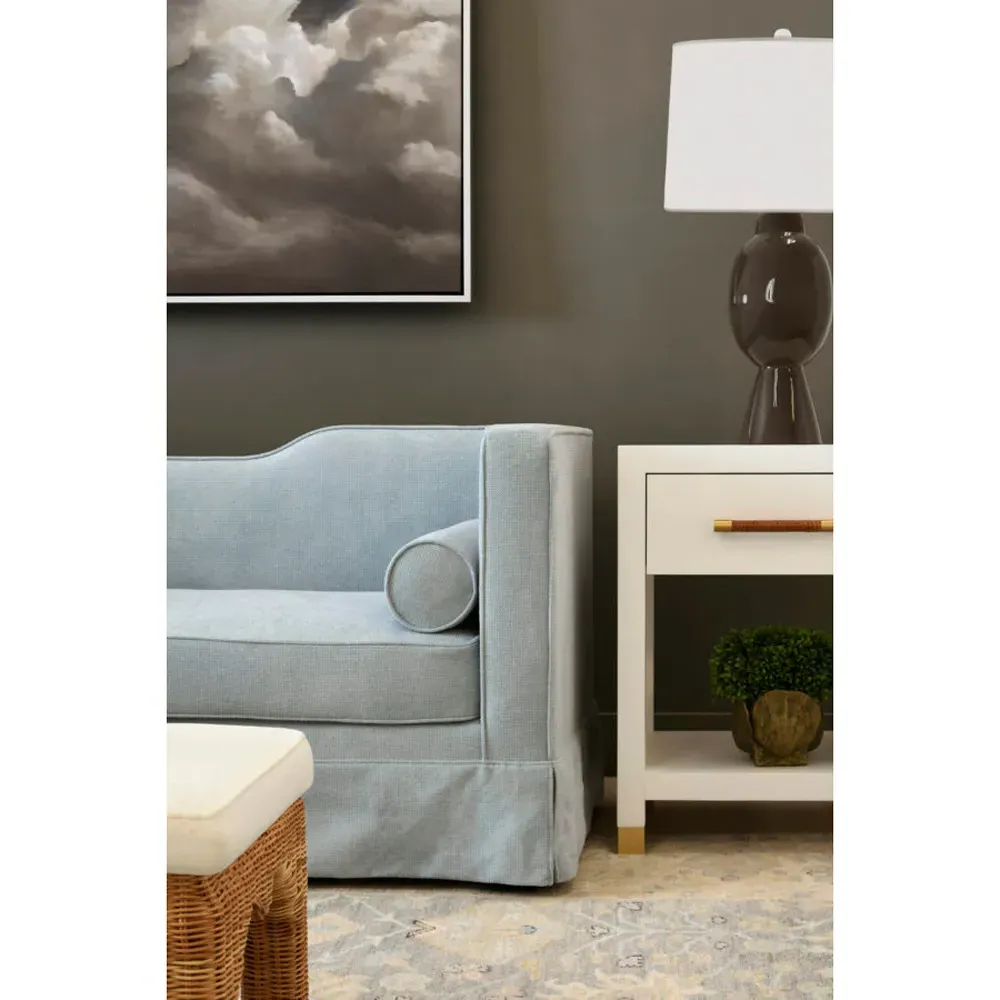 Pelham Side Table with Rattan Handle - White