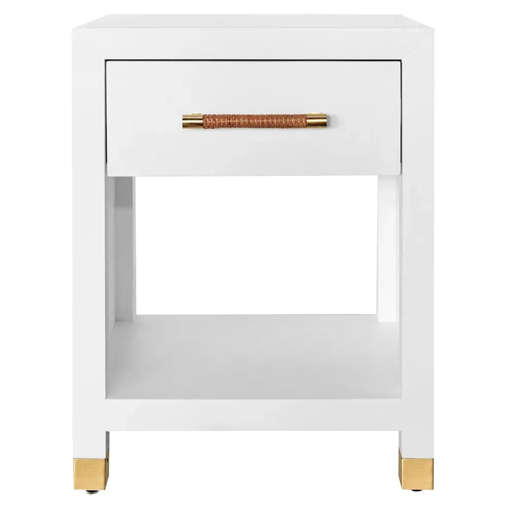 Pelham Side Table with Rattan Handle - White image