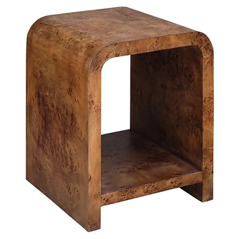 Putnam Square Shelving Side Table - Brown, Burl Wood
