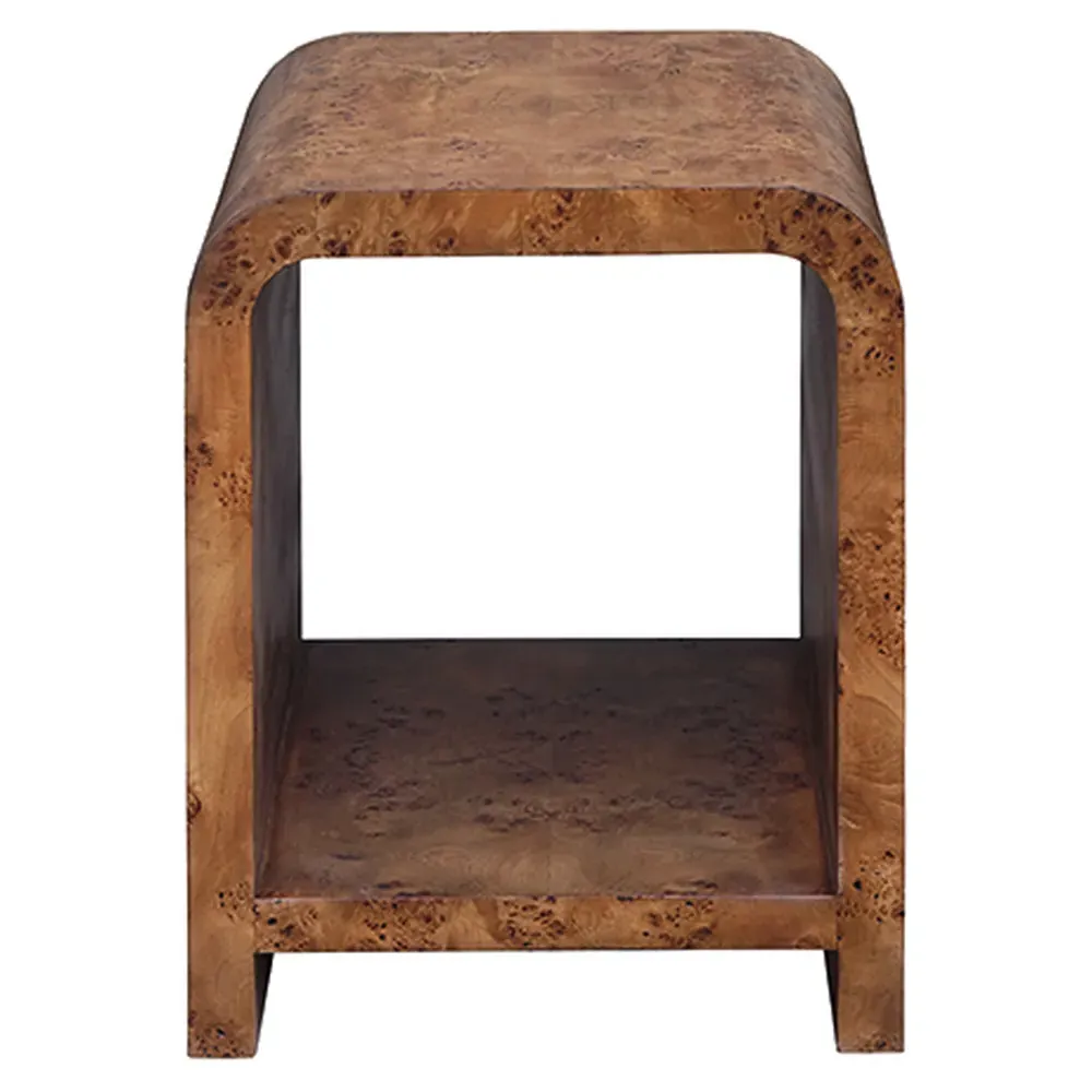 Putnam Square Shelving Side Table - Brown, Burl Wood image