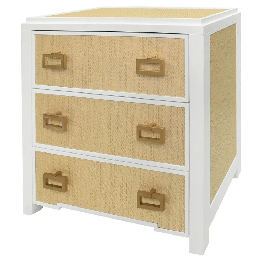 Radley Nightstand - White, Grasscloth
