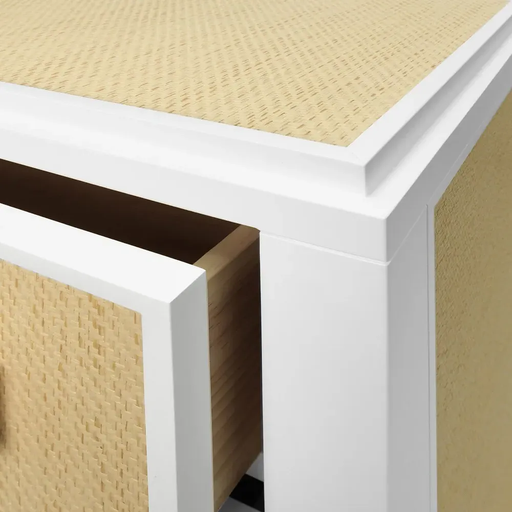 Radley Nightstand - White, Grasscloth