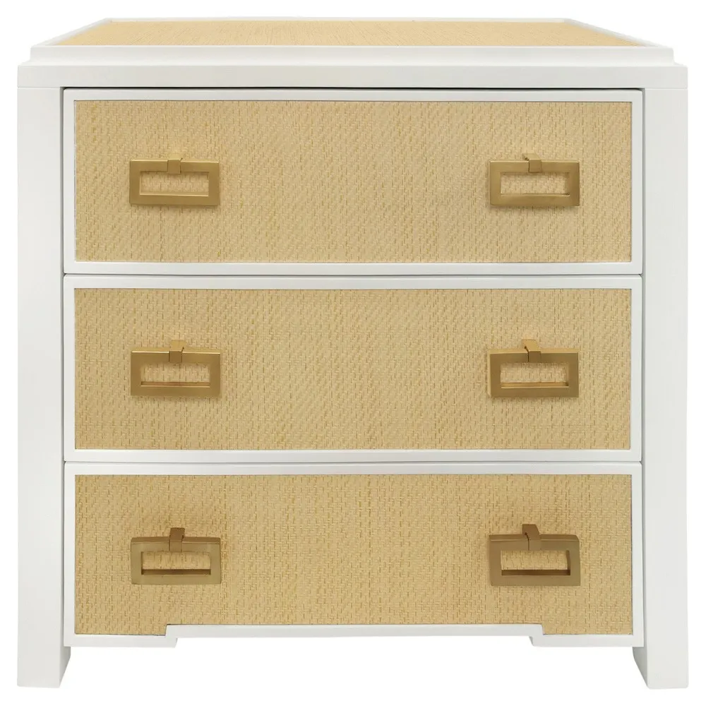 Radley Nightstand - White, Grasscloth