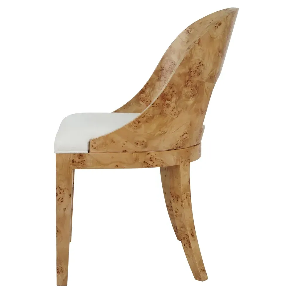 Rafferty Dining Chair - White, Burl Wood