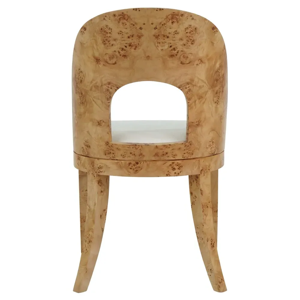 Rafferty Dining Chair - White, Burl Wood