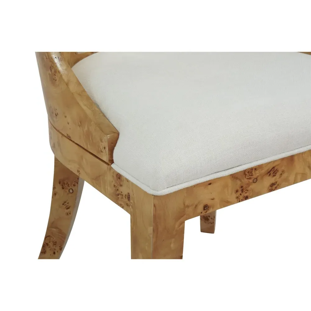 Rafferty Dining Chair - White, Burl Wood