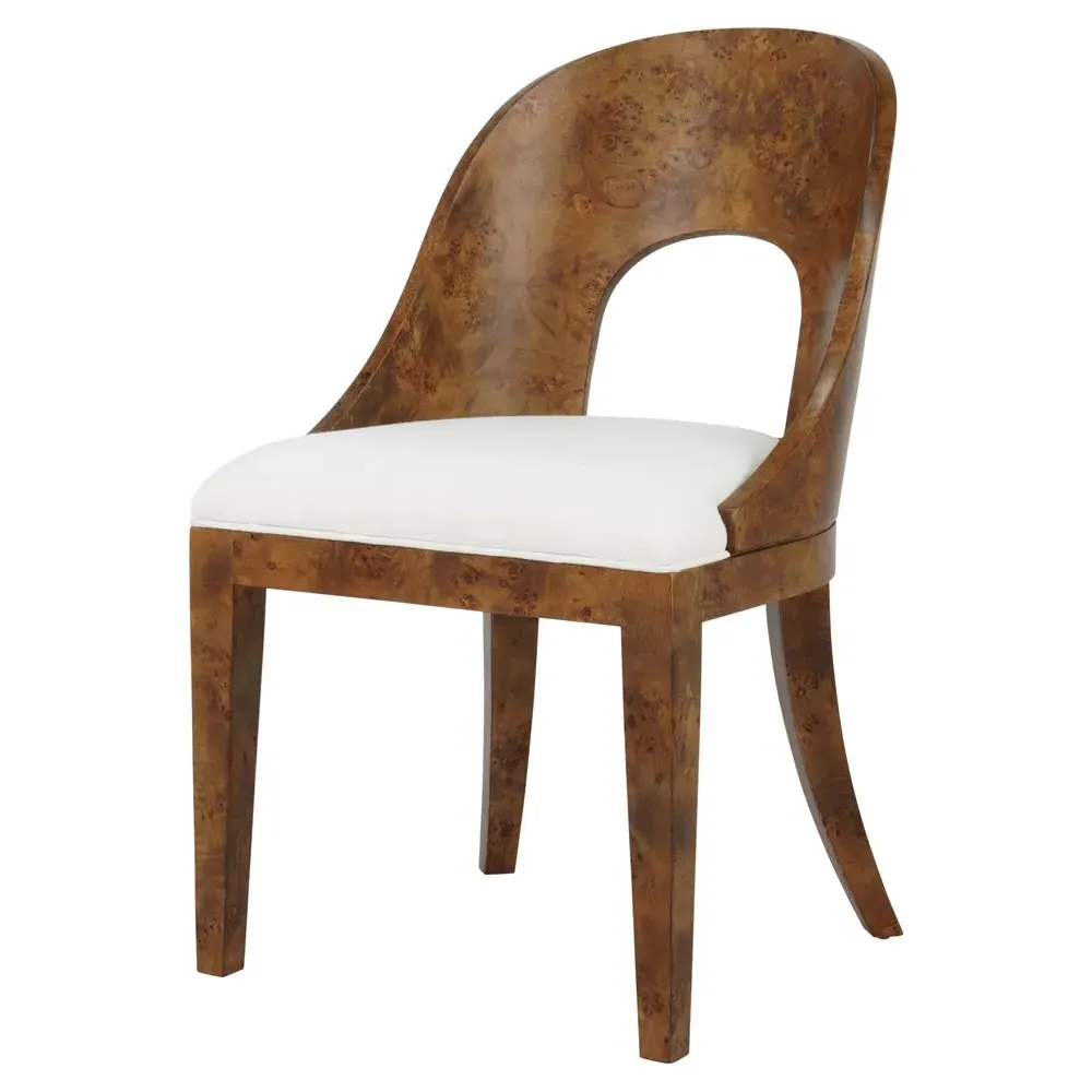 Rafferty Dining Chair - White, Dark Burl Wood