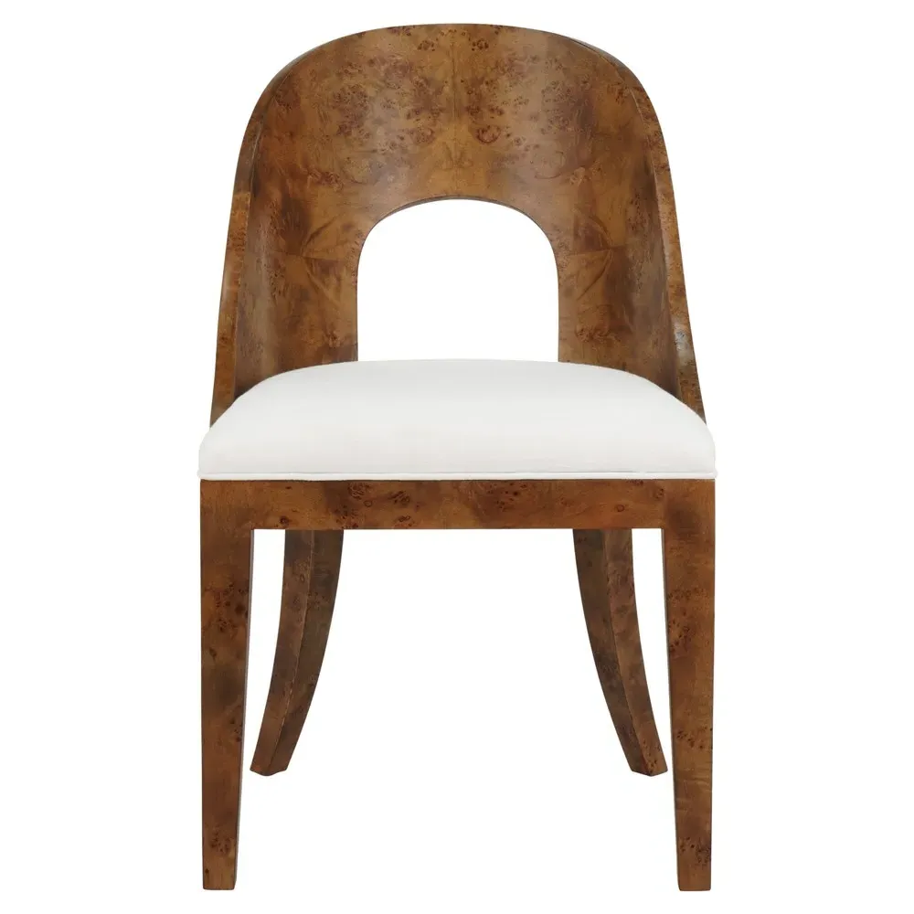 Rafferty Dining Chair - White, Dark Burl Wood