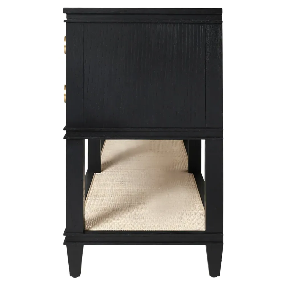 Richmond Woven Cane Console Table - Black Oak