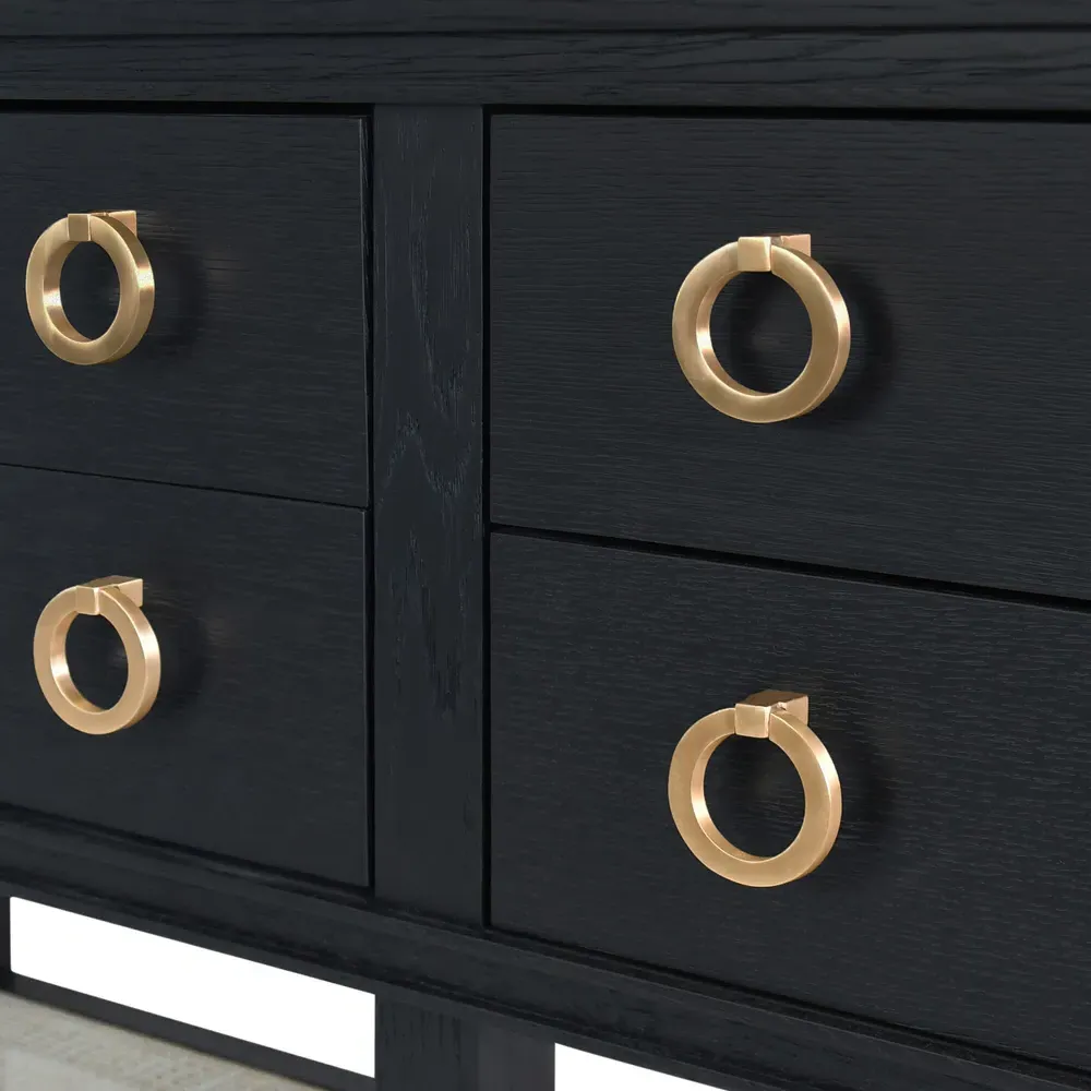 Richmond Woven Cane Console Table - Black Oak