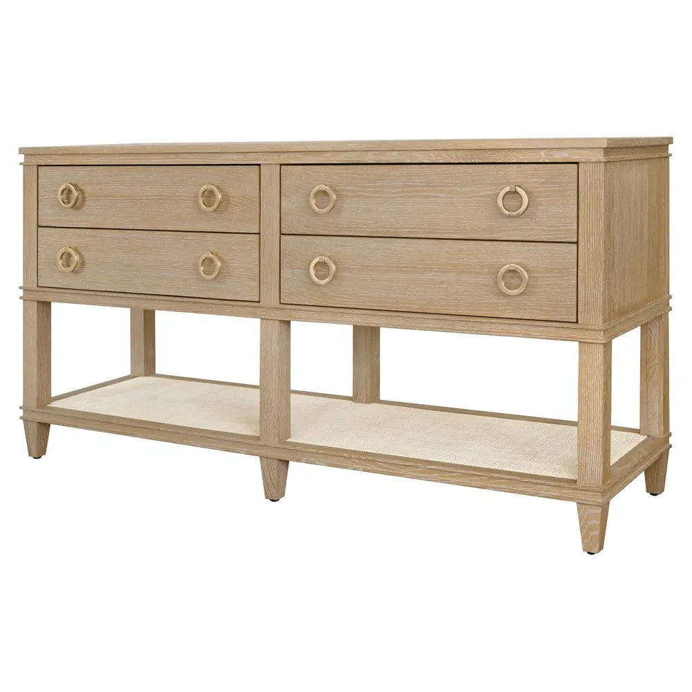 Richmond Woven Cane Console Table - Cerused Oak