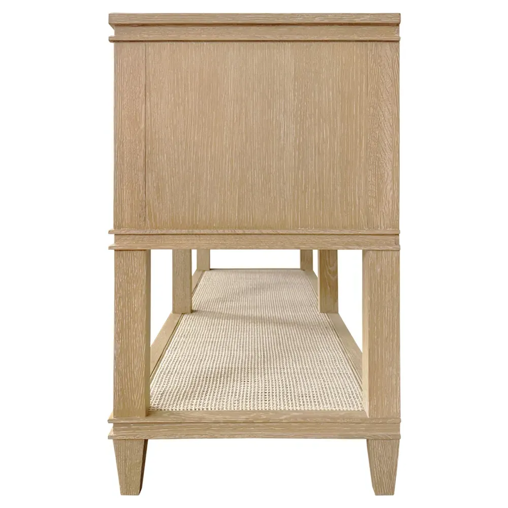 Richmond Woven Cane Console Table - Cerused Oak