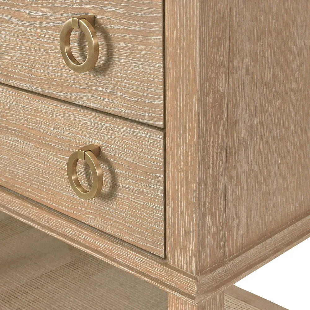 Richmond Woven Cane Console Table - Cerused Oak