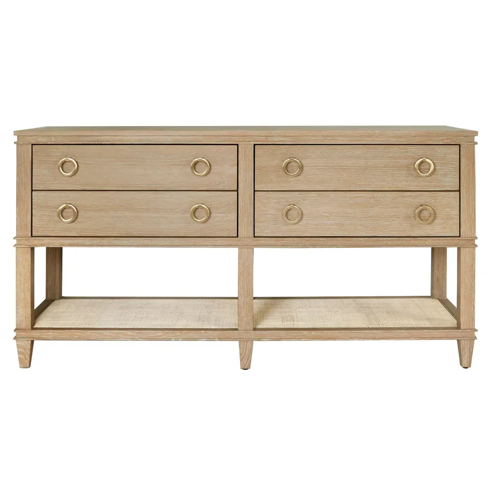 Richmond Woven Cane Console Table - Cerused Oak