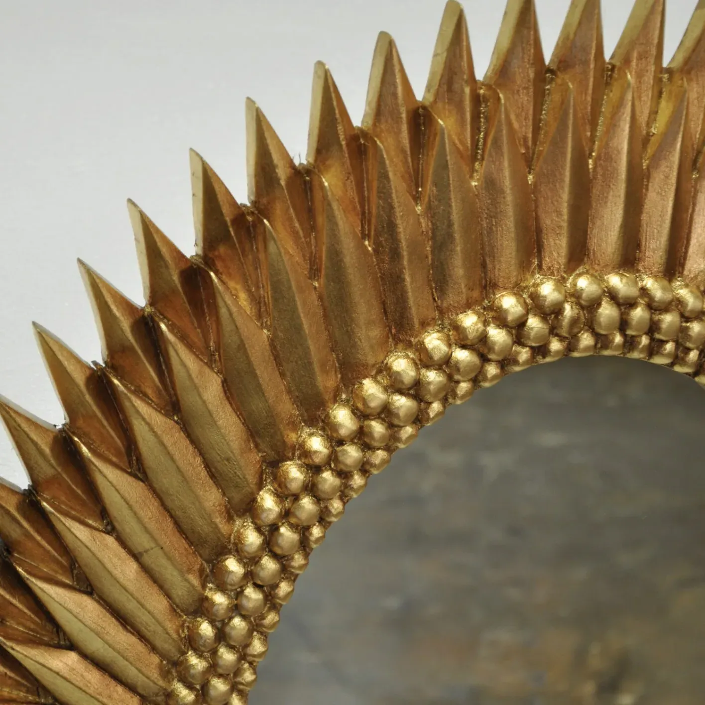 Rita Oval Starburst Wall Mirror - Gold, Wood