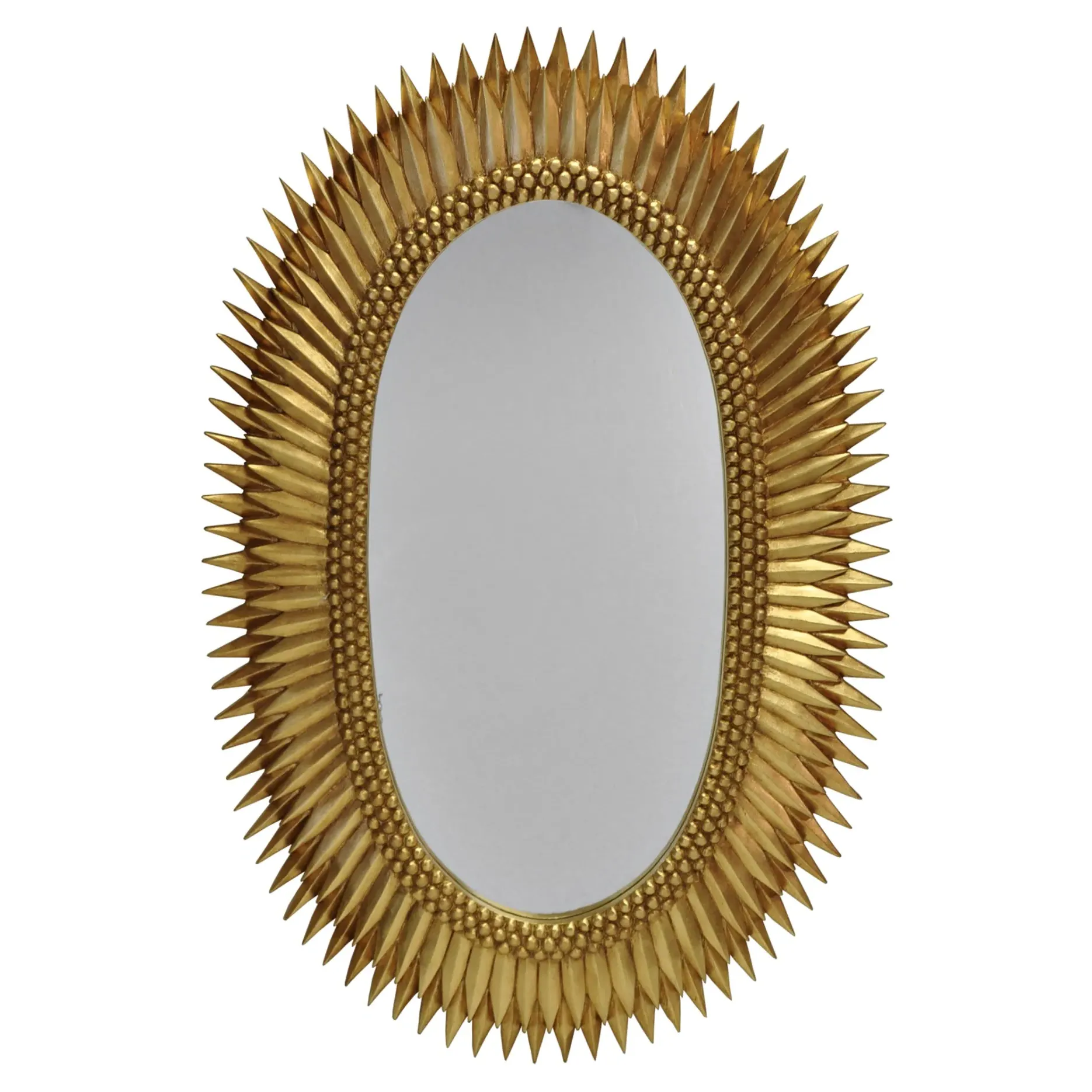Rita Oval Starburst Wall Mirror - Gold, Wood image