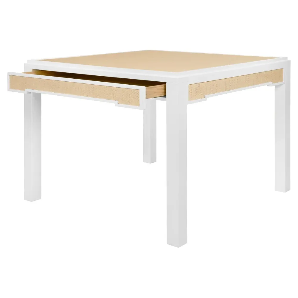 Robin Square Game Table - White, Lacquer Wood