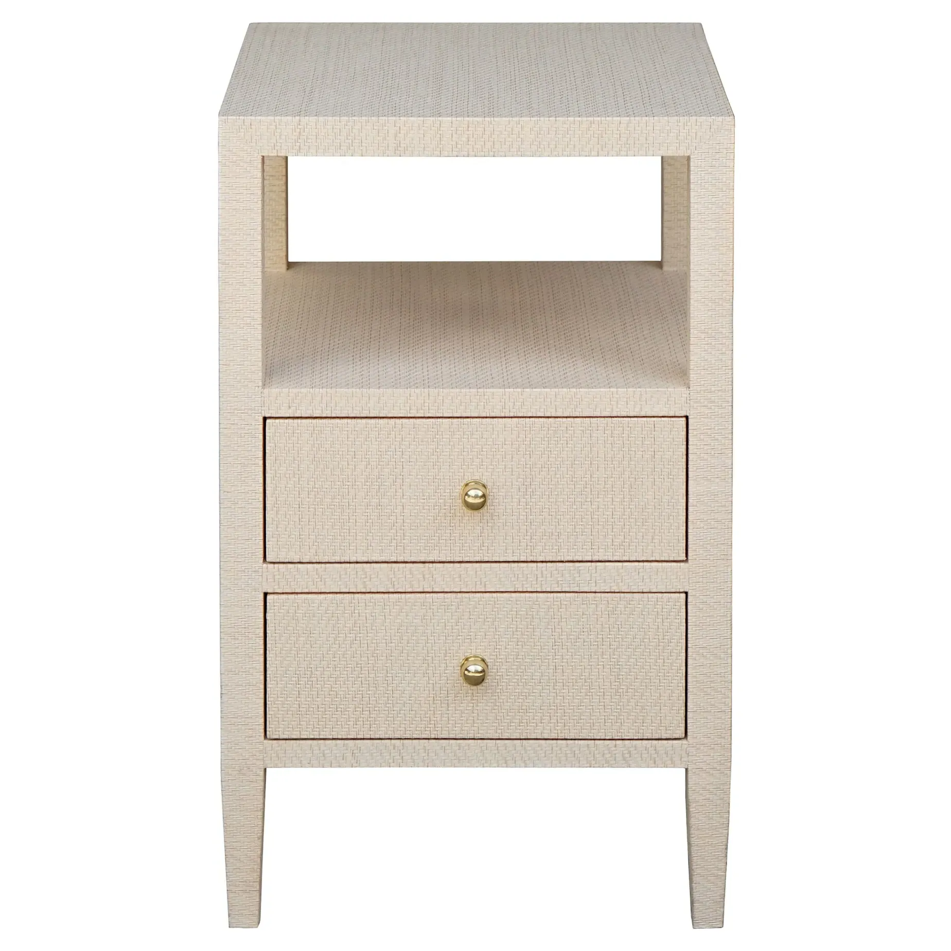 Roscoe Square Side Table with Storage - Beige, Grasscloth image