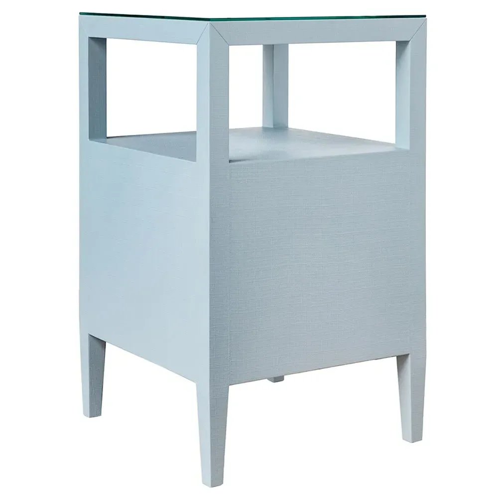 Roscoe Square Side Table with Storage - Light Blue, Linen