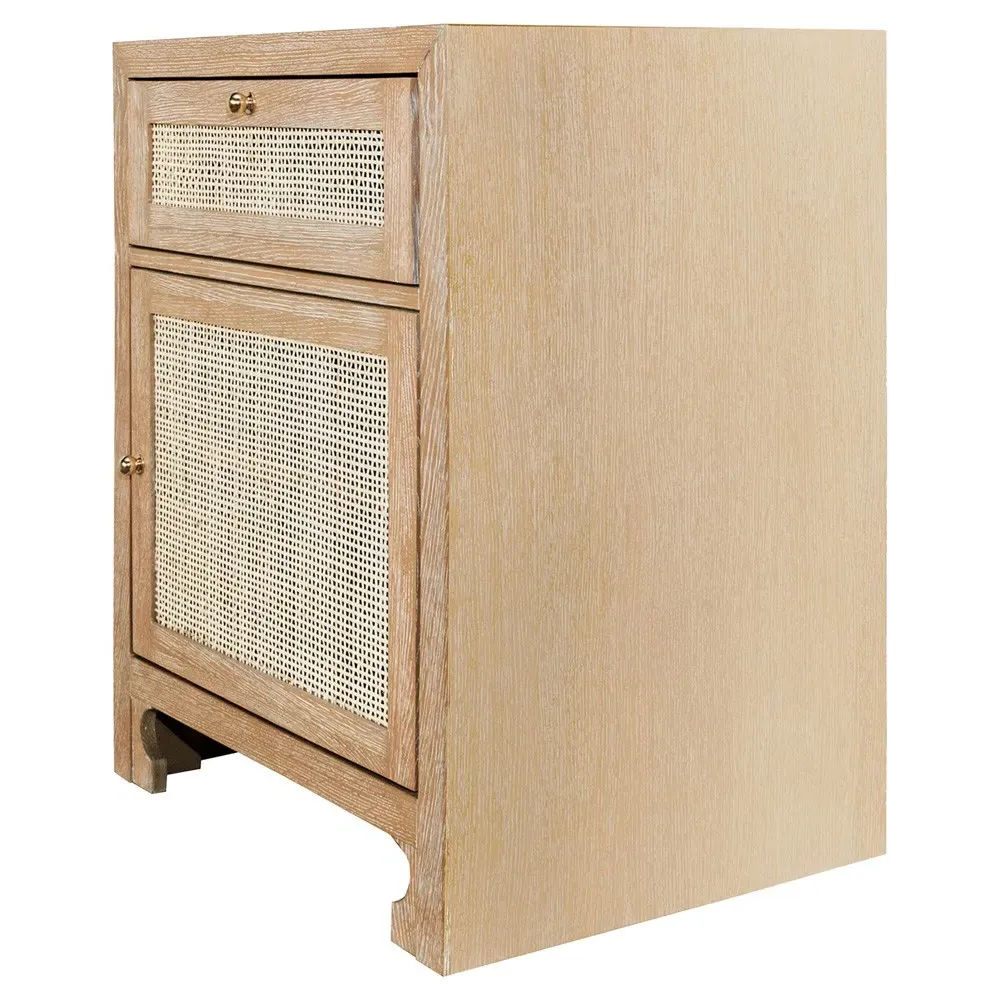 Ruth Woven Cane Nightstand - Natural, Wood