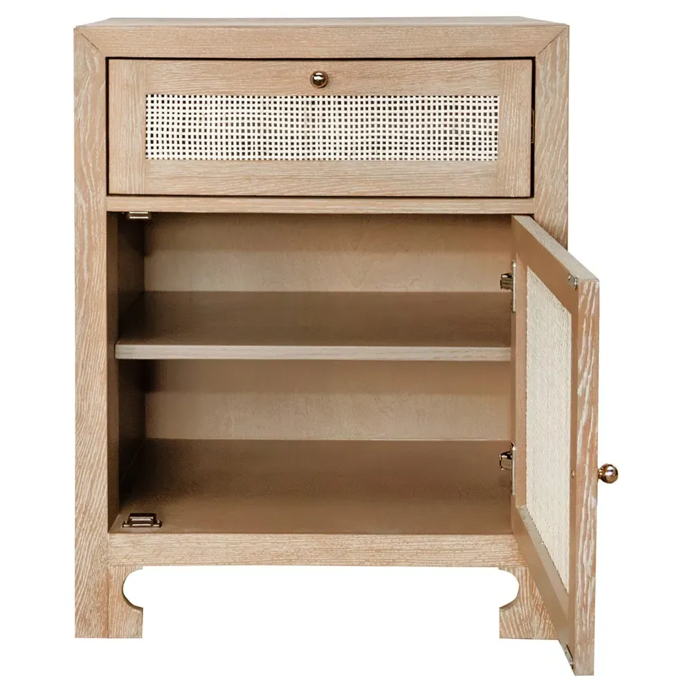 Ruth Woven Cane Nightstand - Natural, Wood