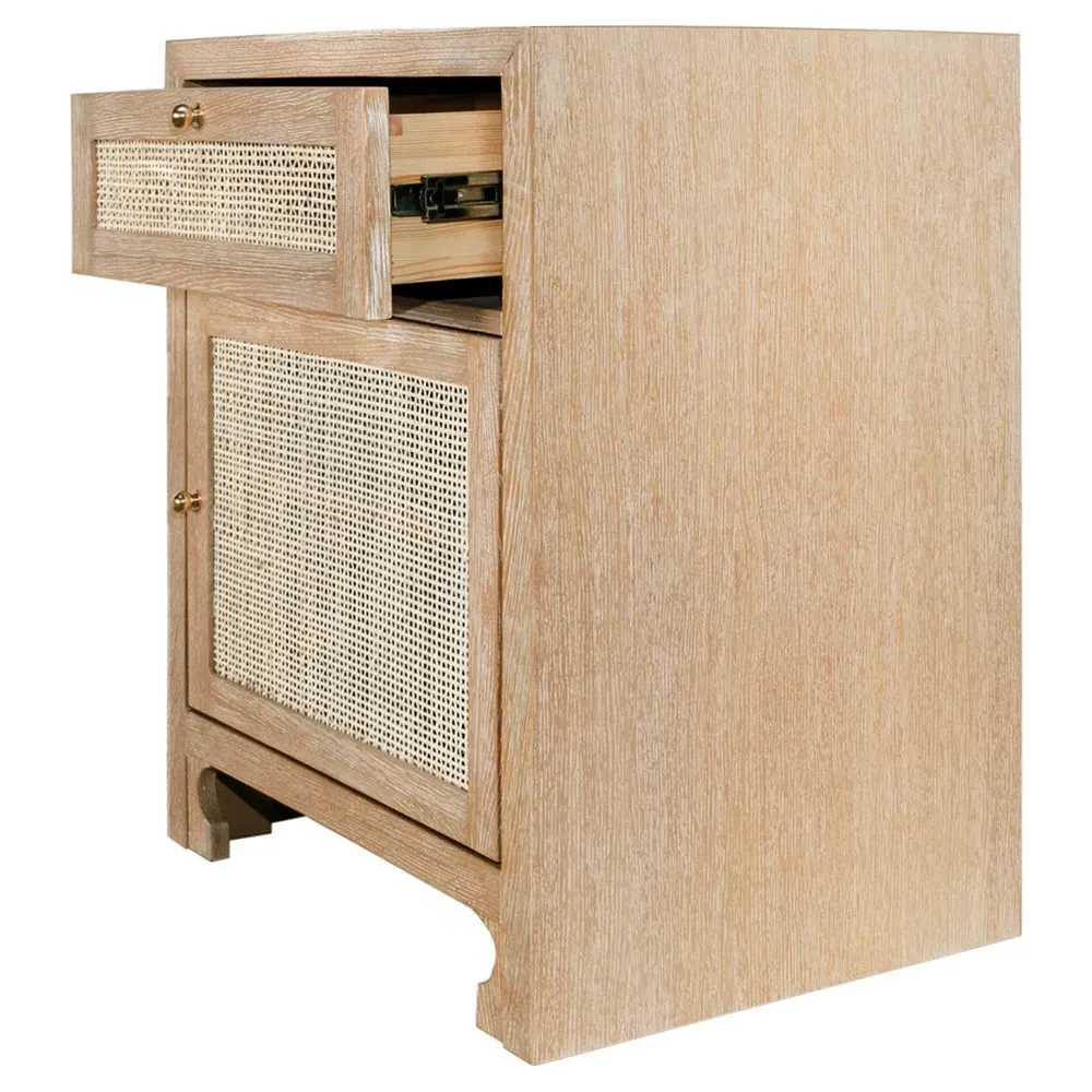 Ruth Woven Cane Nightstand - Natural, Wood