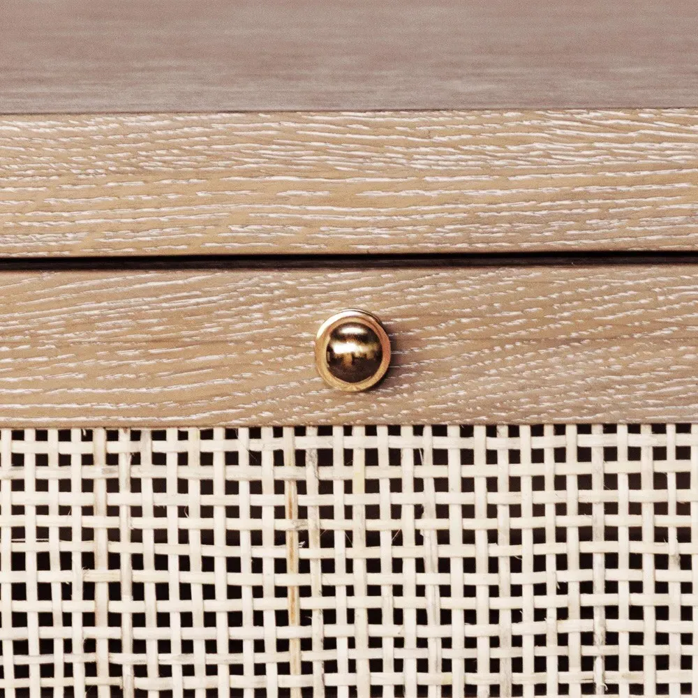 Ruth Woven Cane Nightstand - Natural, Wood