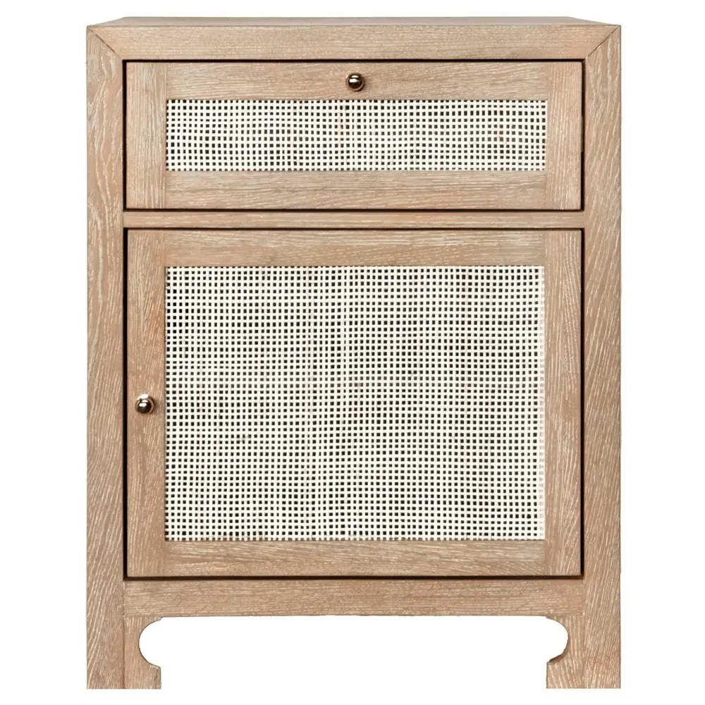 Ruth Woven Cane Nightstand - Natural, Wood