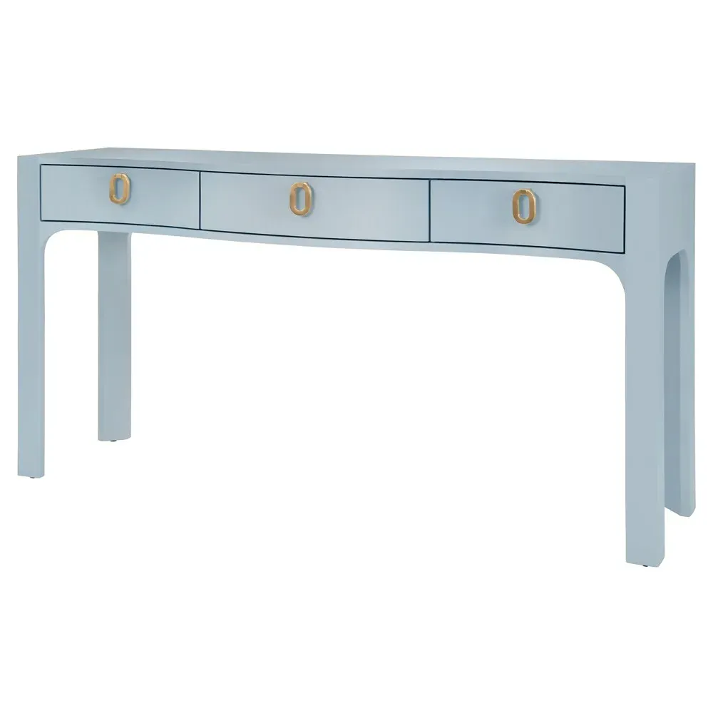 Sabrina Console Table - Light Blue, Textured Linen