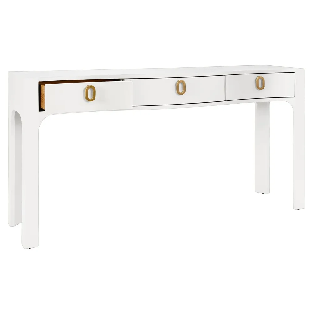 Sabrina Console Table - White, Textured Linen